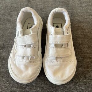 Vans Toddler Kids White Velcro Sneakers size 7.0